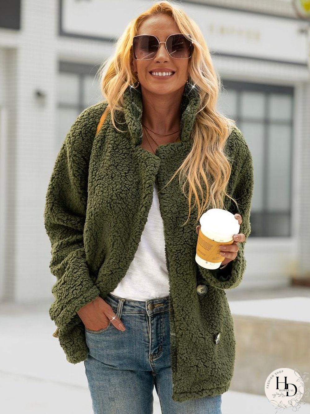 Casual Long Sleeve Faux Fur Outerwear