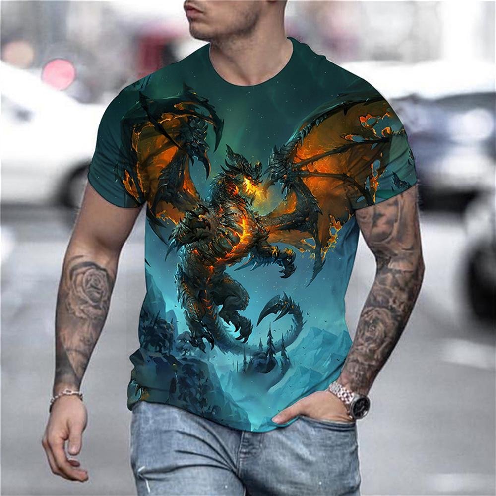 3D Graphic Short Sleeve Shirts The Dragon