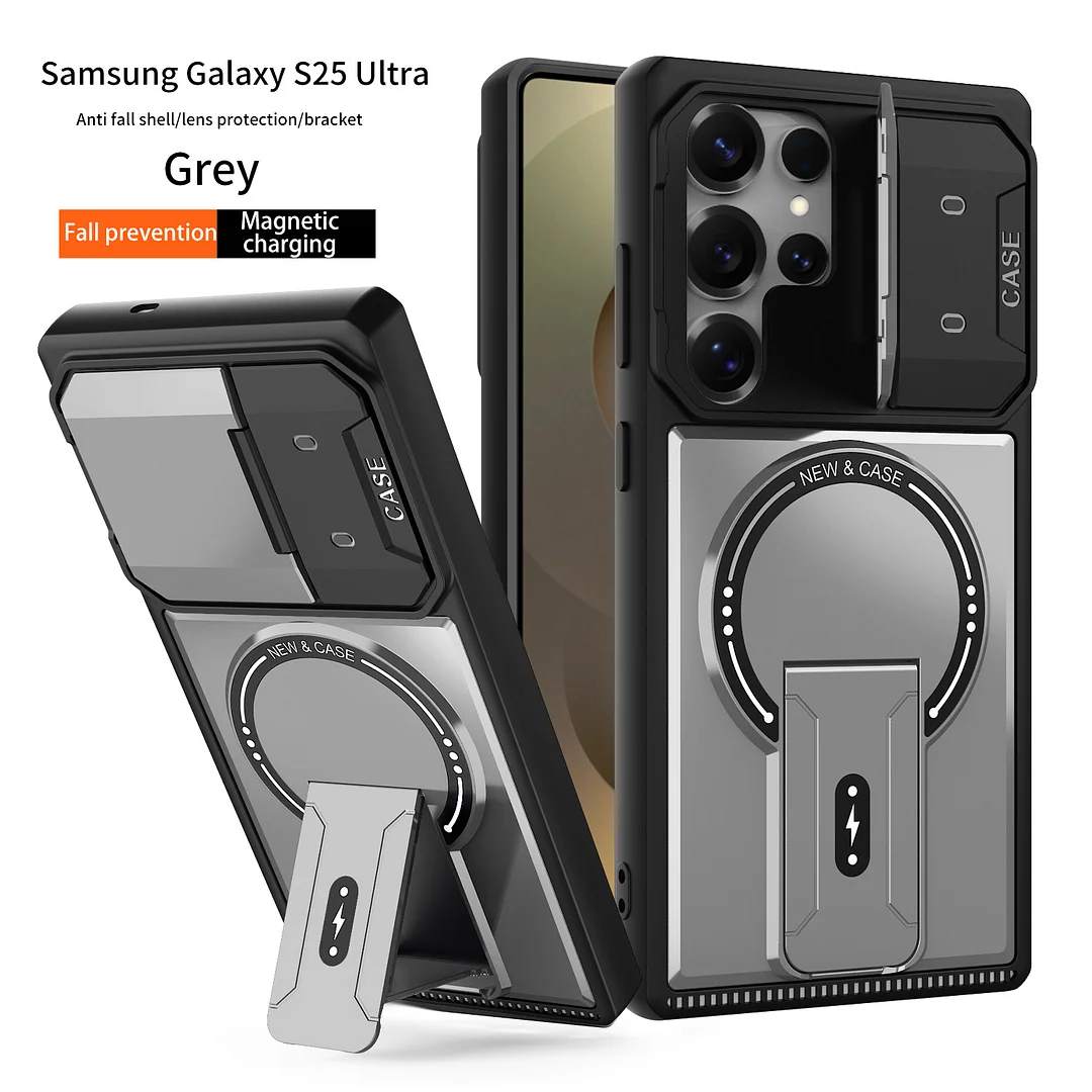 New Applicable Samsung S25Ultra Mobile Phone Case Mecha Magnetic Stand 17 Anti-Fall And Anti-Fingerprint Protective Cover