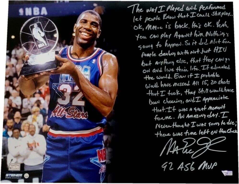 Magic Johnson Hand Signed 16x20 Photo Poster painting W/ 1992 ASG game Story WOW! Steiner Fan