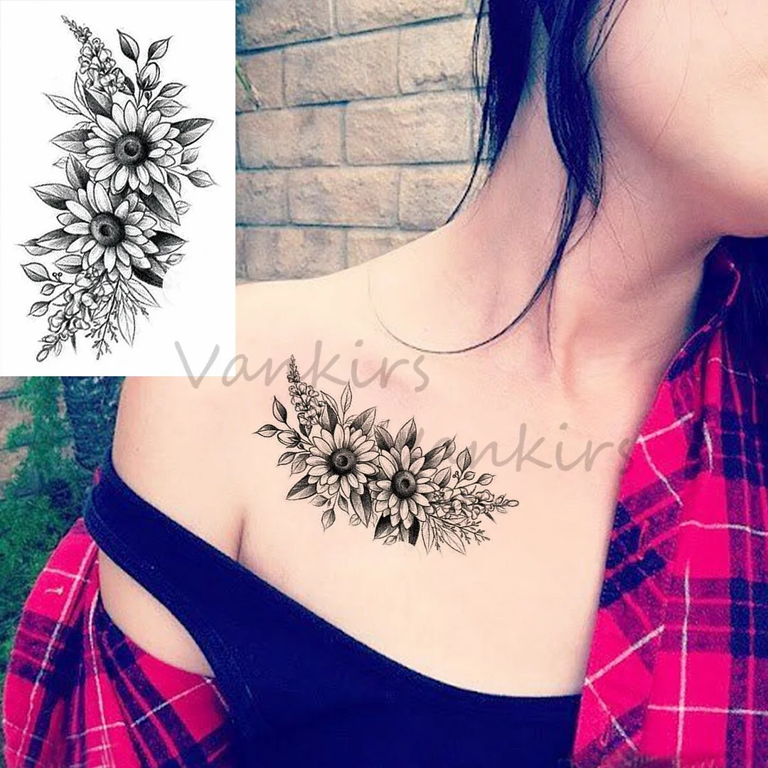 Sdrawing Cloud Coconut Tree Temporary Tattoos For Adults Girls Tiger Flower Compass Mountain Fake Tattoo Sticker Arm Leg Tatoos
