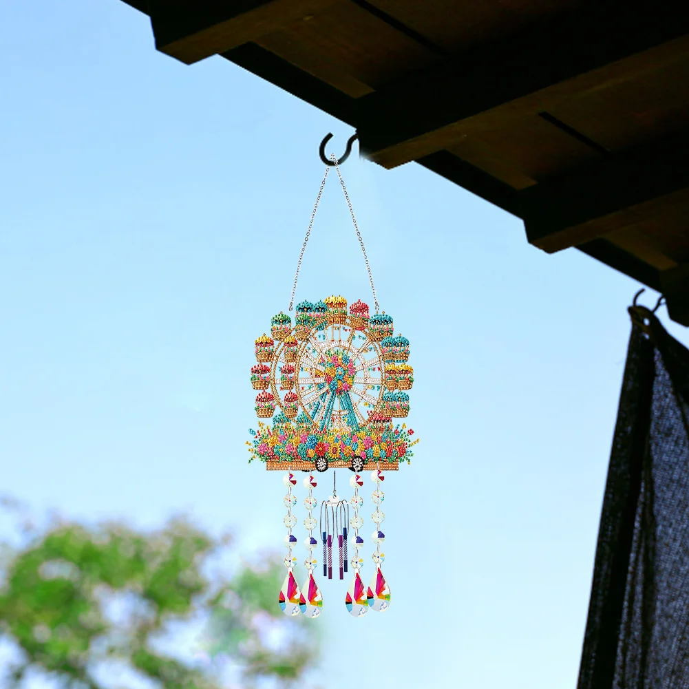 Double Sided Ferris Wheel 5D DIY Diamond Art Painting Wind Bell Hanging Sign