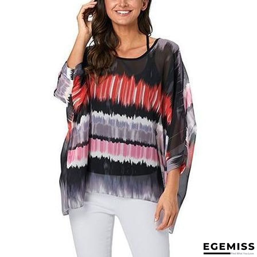 6XL Plus Size Women Batwing Sleeve Casual Chiffon Tops Blouses | EGEMISS