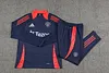 2024/2025 Manchester United Half-Pull Training Suit Royal blue red collar Football Shirt 1:1 Thai Quality Set