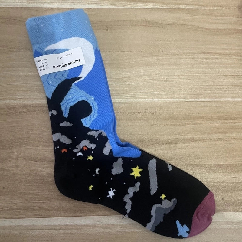 Women’s Minimalist Human Houndstooth Cotton Crew Socks A Pair