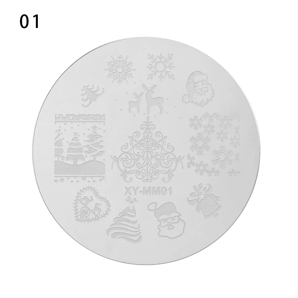 Nail Stamping Plates Snowflake Santa Design Templates Christmas Nails Polish Print Stencils Molds Manicure Nail Stamp Tools