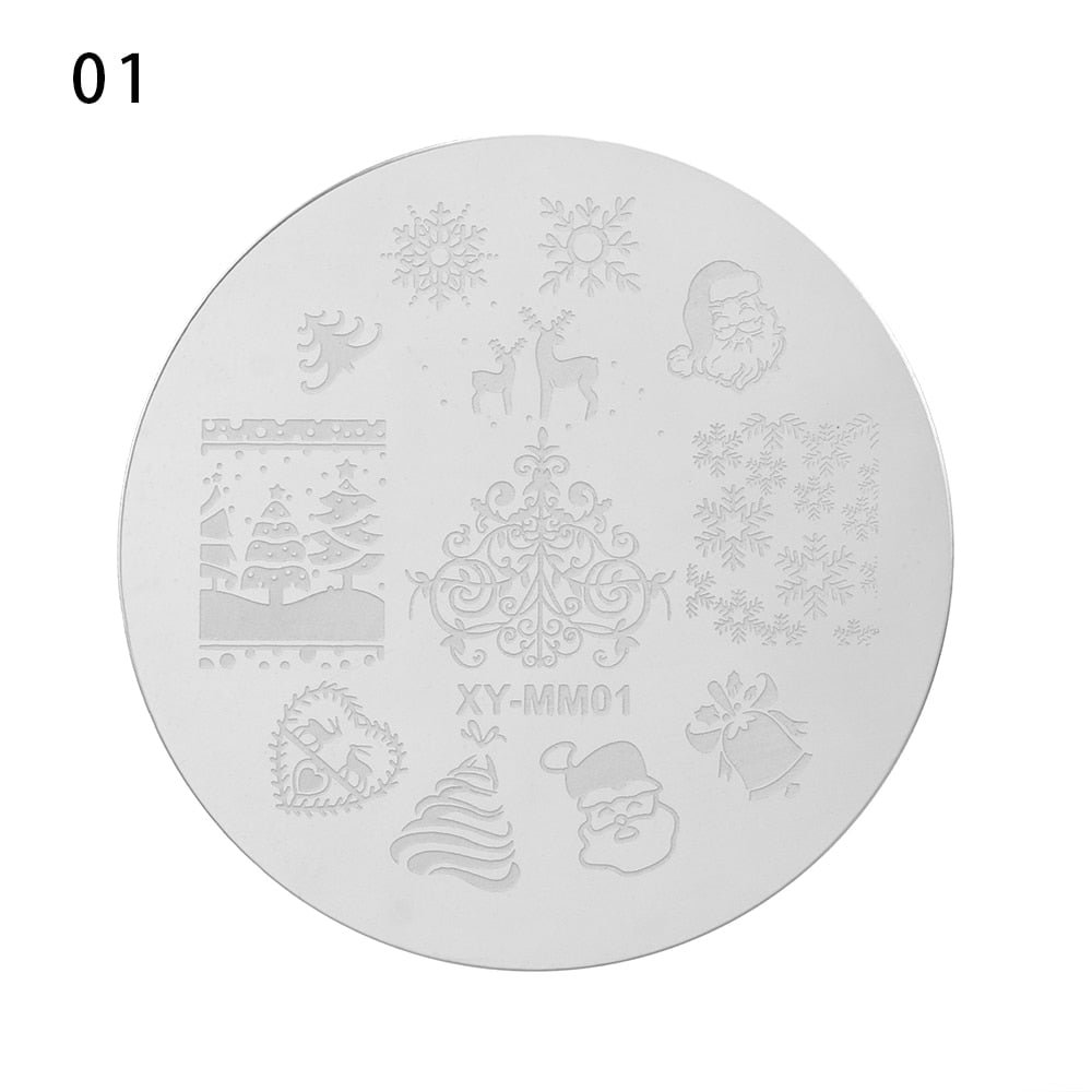 Nail Stamping Plates Snowflake Santa Design Templates Christmas Nails Polish Print Stencils Molds Manicure Nail Stamp Tools