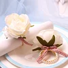 Pink White Artificial Rose Pearls Napkin Ring