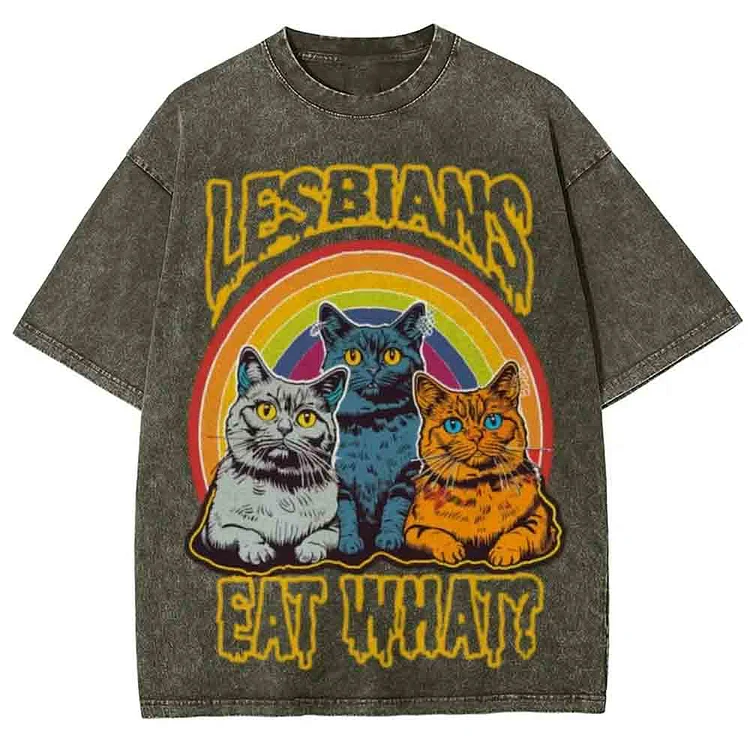Cat Eat What Unisex Vintage Washed Tee