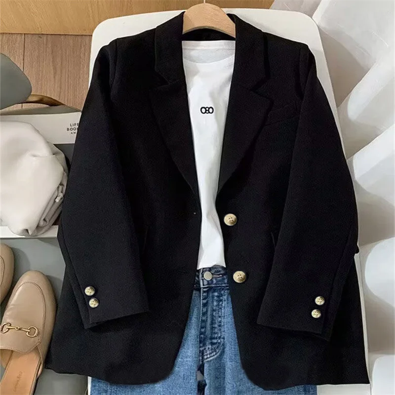 Toloer Toloer Jacket Female Spring New Korean Version Classic Two Buckle Temperament Lemon Color Loose Casual Web Celebrity Small Suit-Outfit Ideas