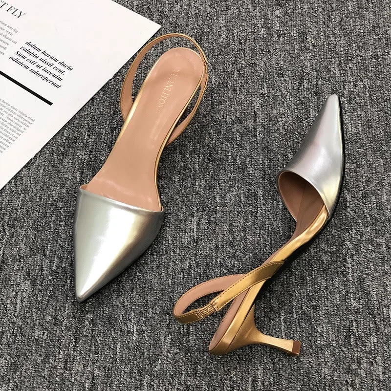 Pointy Temperament High Heels Silver Sexy Stiletto Heels