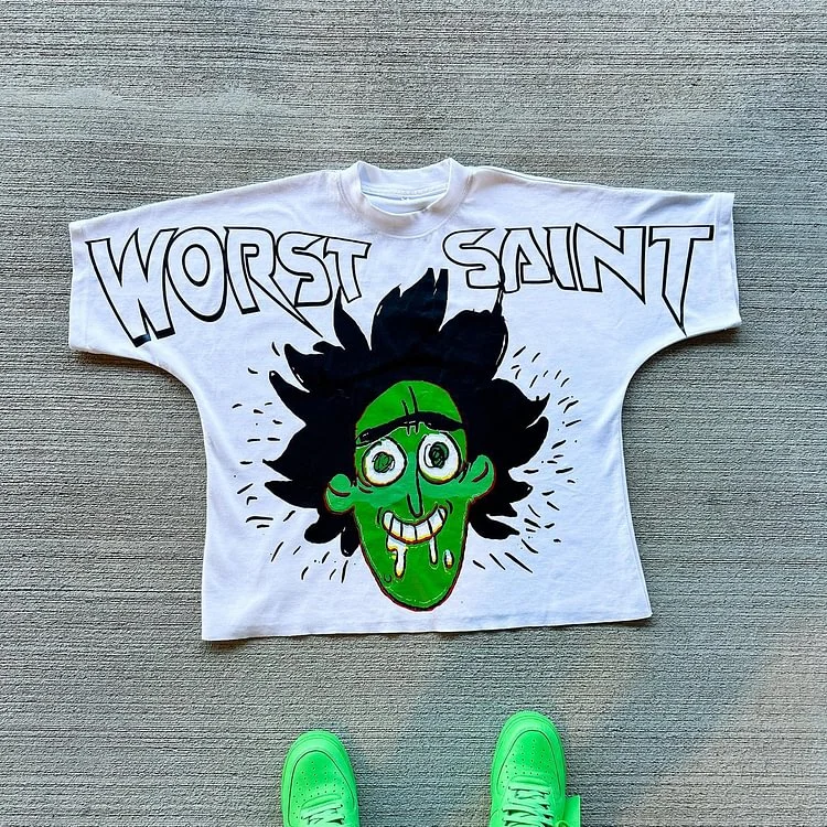 Vintage Worst Saint Drop Graphic Cotton T-Shirt SOPULA