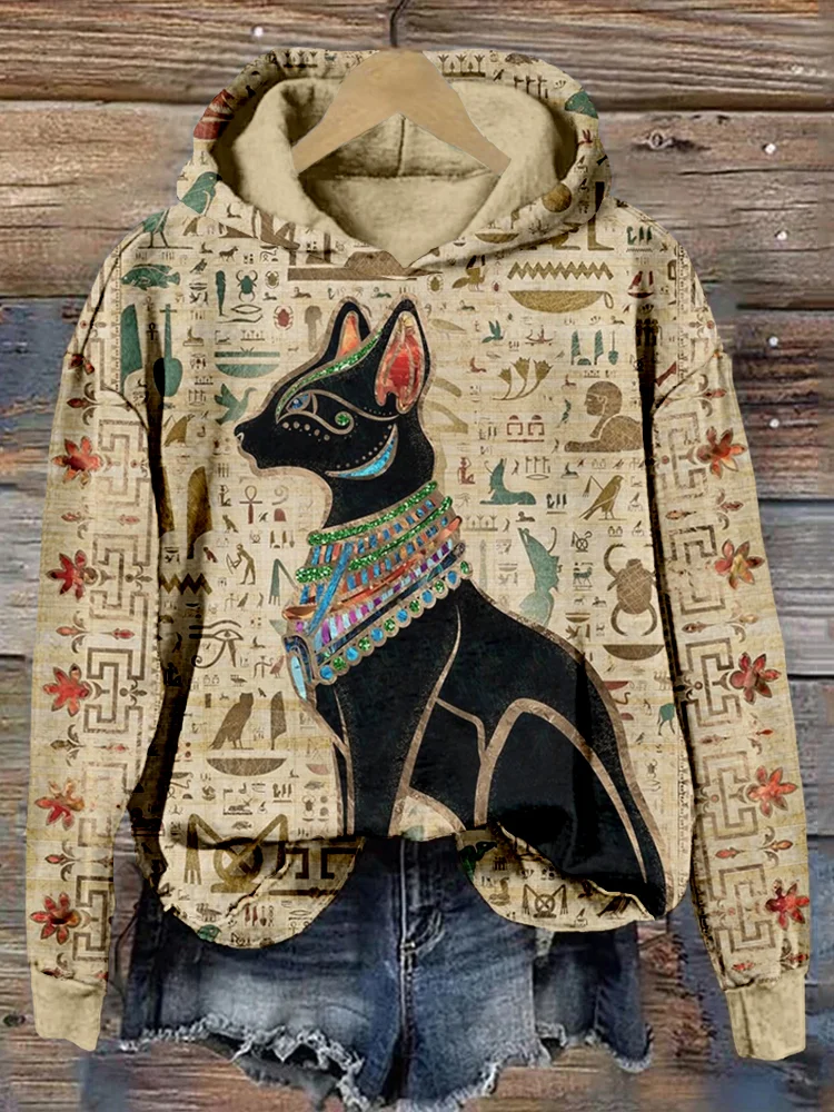 Ancient Egyptian Cat Mystical Vintage Hoodie