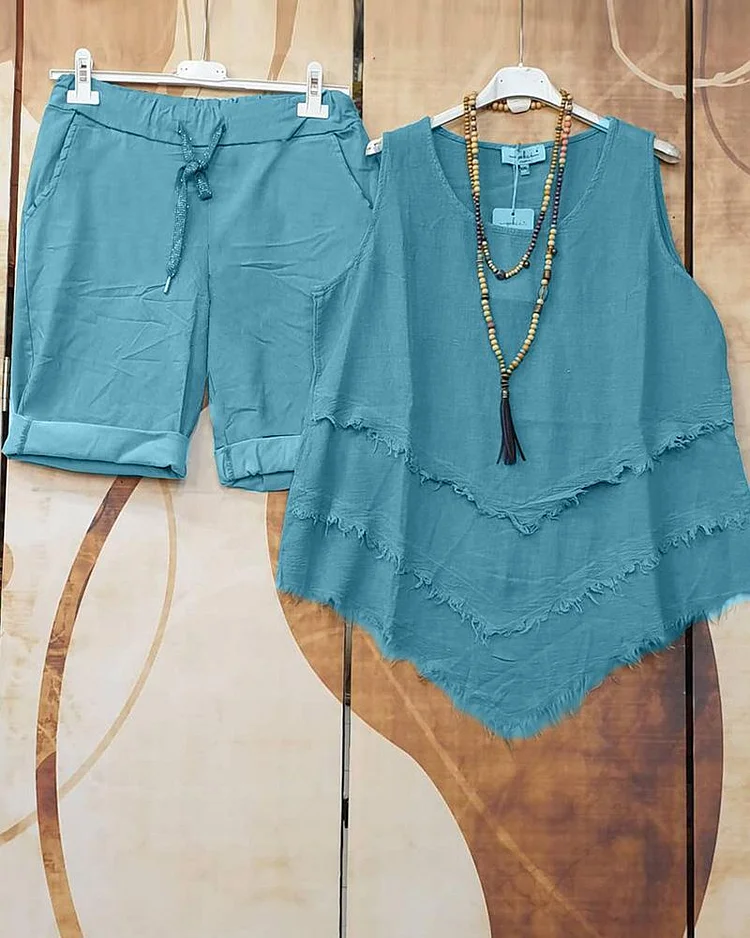 Casual Style Irregular Hem Sleeveless Suit-Mayoulove