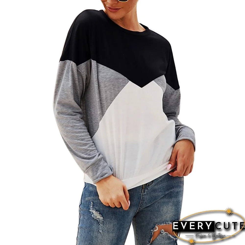 Black Colorblock Long Sleeve T Shirt