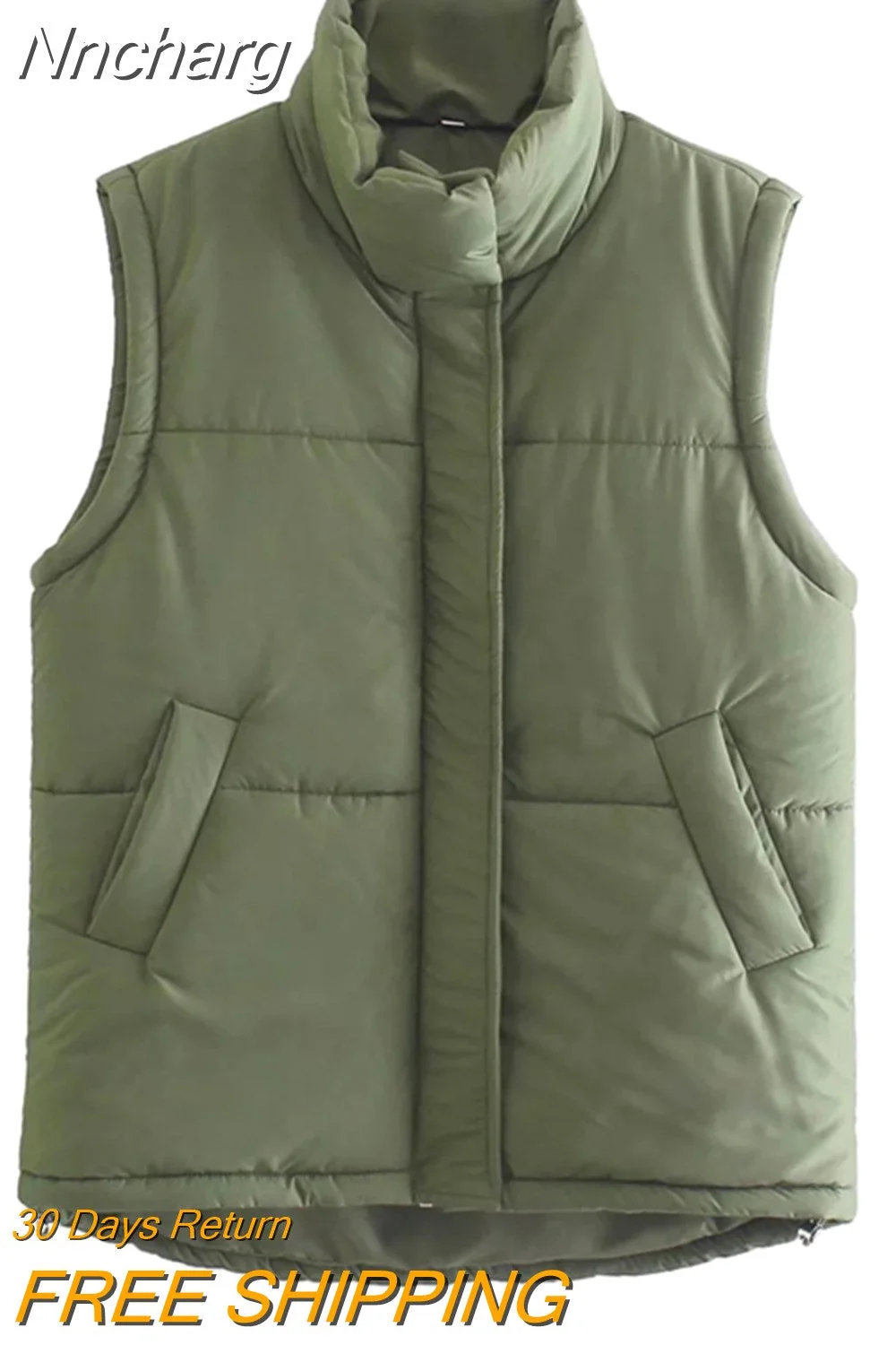 Nncharge  Women's Jacket Spring 2023 Armygreen Winter Vest Coats Chic Oversized Vest Parkas Warm Puffer Jacket Sleeveless Jackets