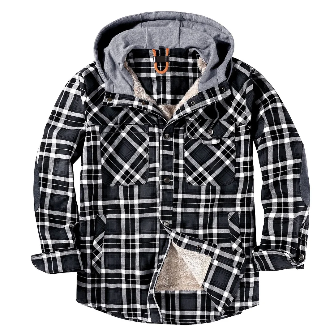 Men's Sherpa Lined Jacket Plaid Flannel Shirt Jacket
