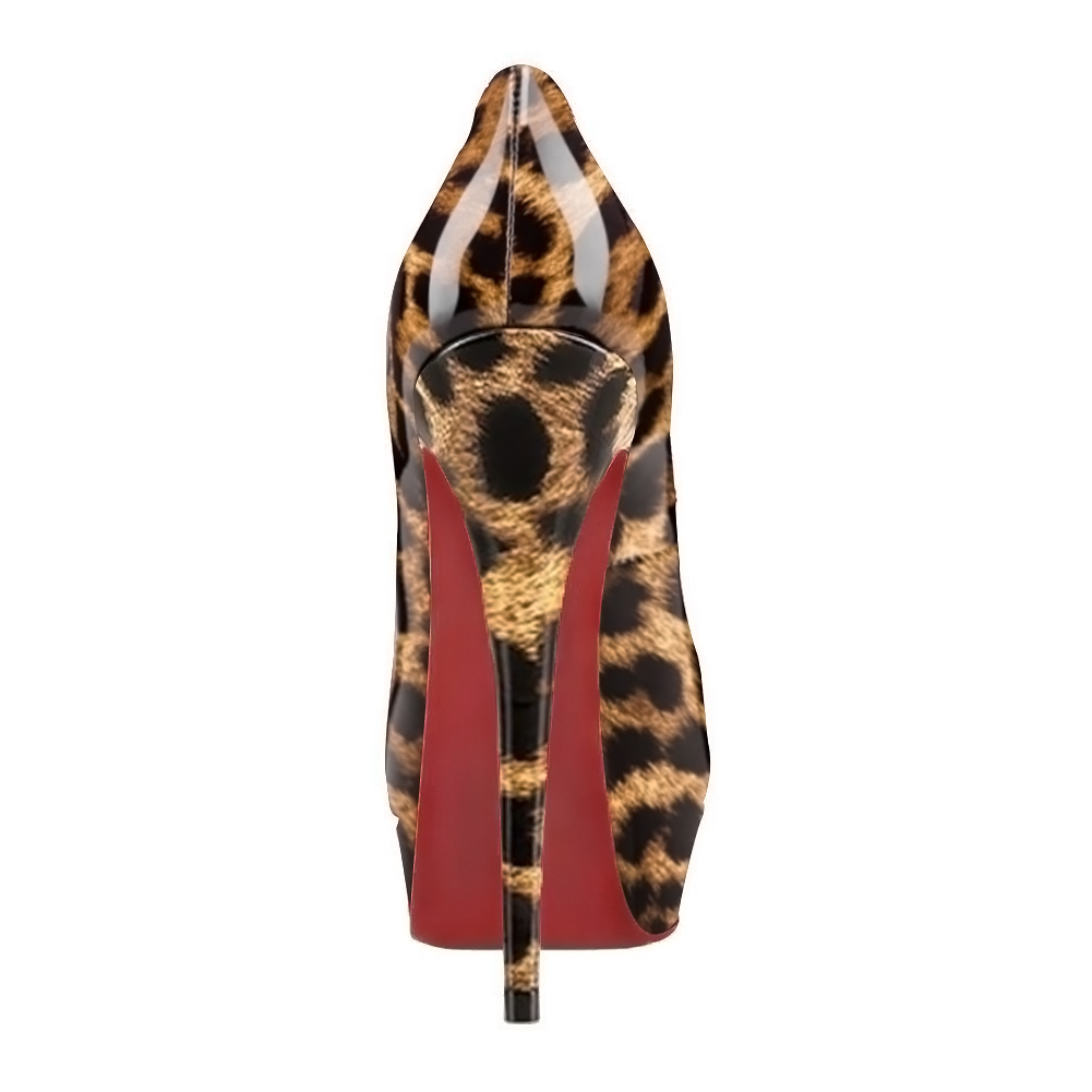 5.9" Platform Sky High Pumps Leopard Red bottom-MERUMOTE