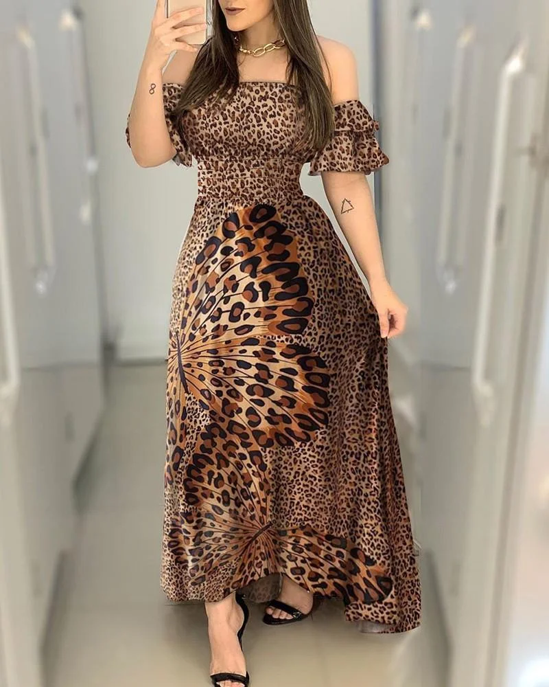Butterfly leopard print dress