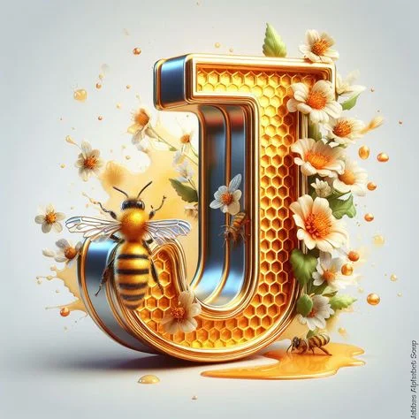 Diamond Painting - Full Round Drill - Bee Alphabet(Canvas|30*30cm)