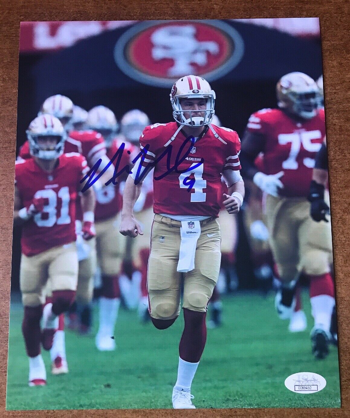 NICK MULLENS signed 8x10 Photo Poster painting San Francisco 49ers Football JSA COA