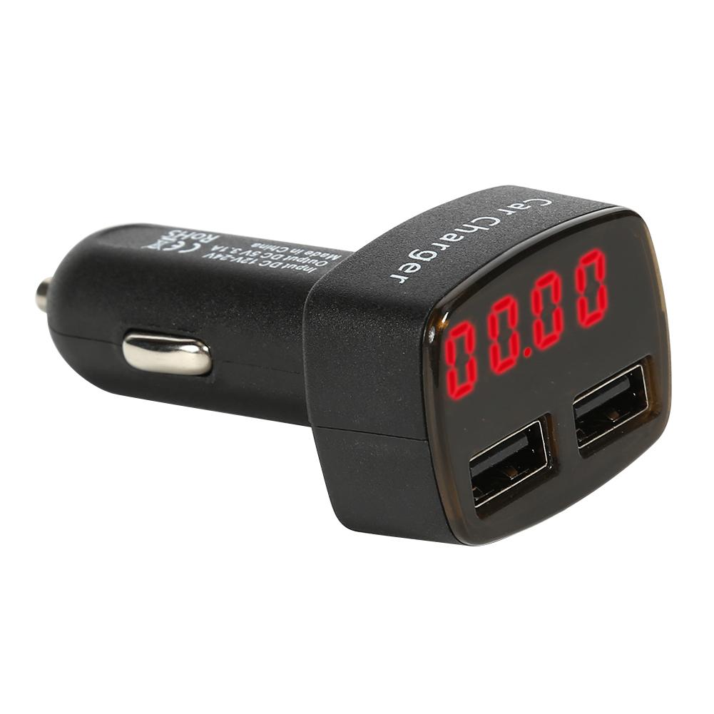 

4 in 1 Car Charger USB Phone Charger Temperature Voltage Current Meter, 501 Original