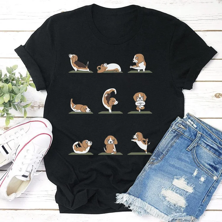Beagle Yoga  T-Shirt Tee-05108-Annaletters