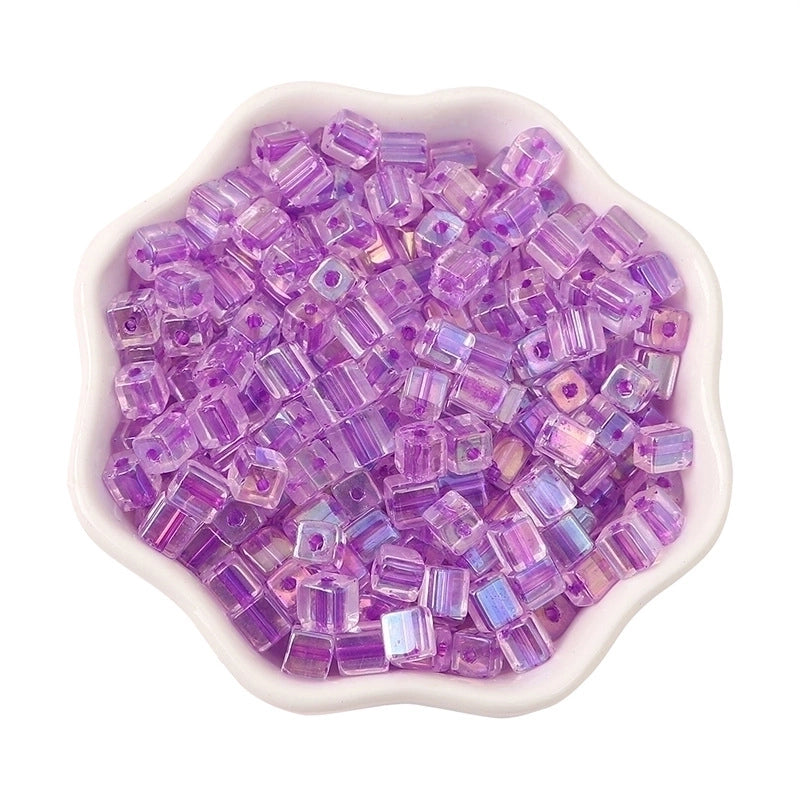 50 Pieces 5 * 5mm Hole 1~1.9mm Glass Square Beads