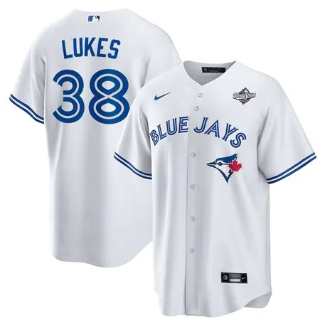 Youth Toronto Blue Jays #38 Nathan Lukes  2025 World Series White Home Replica Jersey