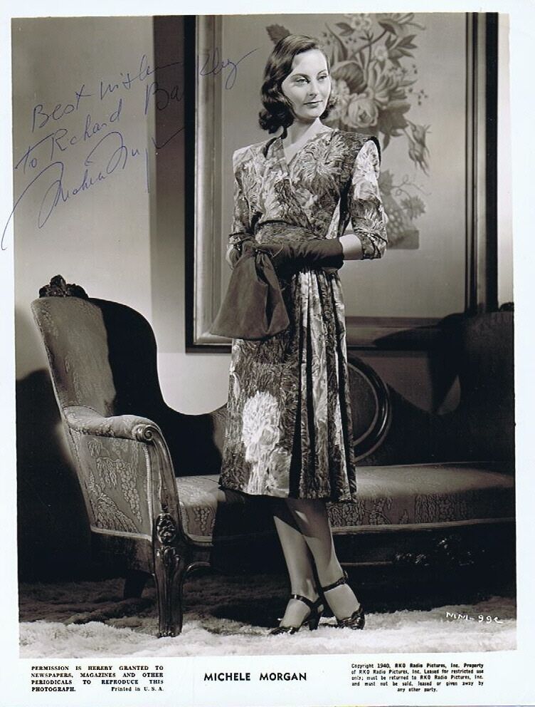 MICHELE MORGAN, FRENCH ACTRESS AUTOGRAPHED 1940 8X10 Photo Poster painting WITH COA