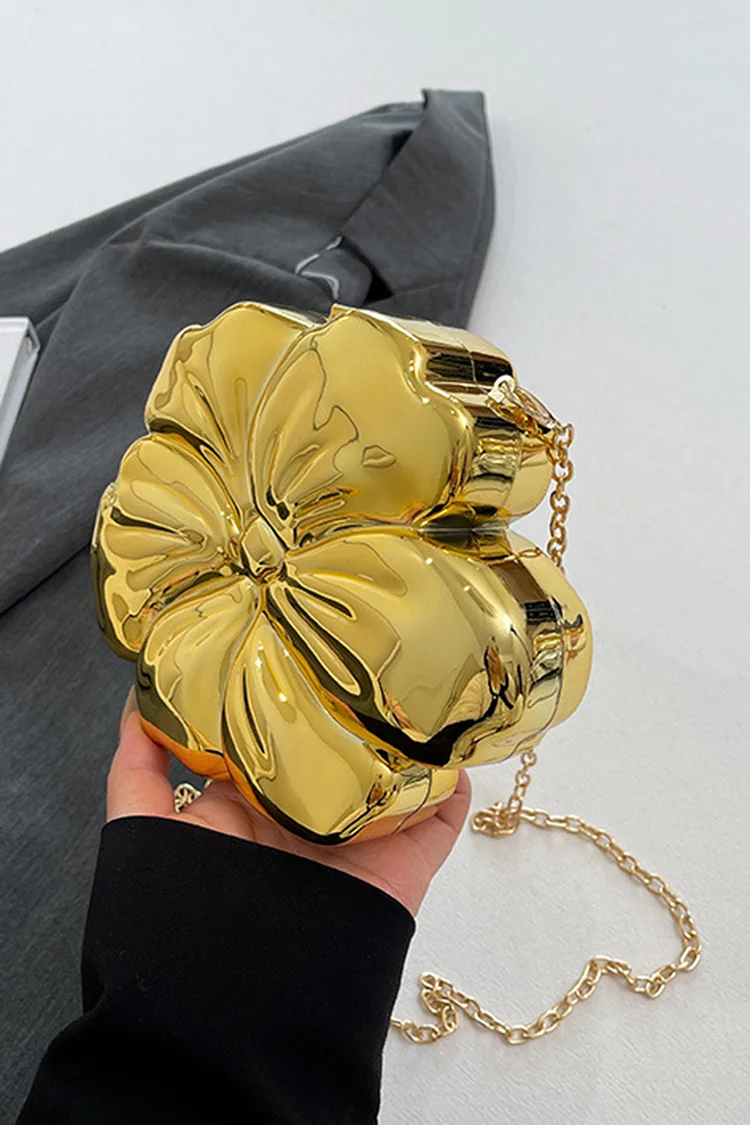 Fashion Floral Shaped Metallic Evening Crossbody Bag 2024 - Xpluswear
