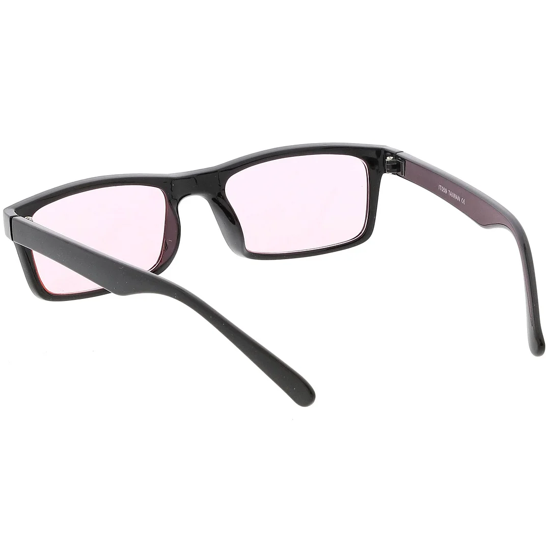 Retro Horn Rimmed Rectangle glasses Wide Arms Color Tinted Lens 52mm