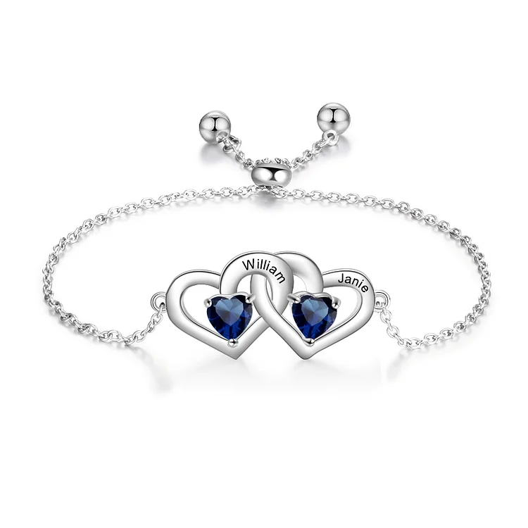 September Birthday Gifts Heart Infinity Sapphire Birthstone Bracelet Adjustable Personalized Name Bracelet