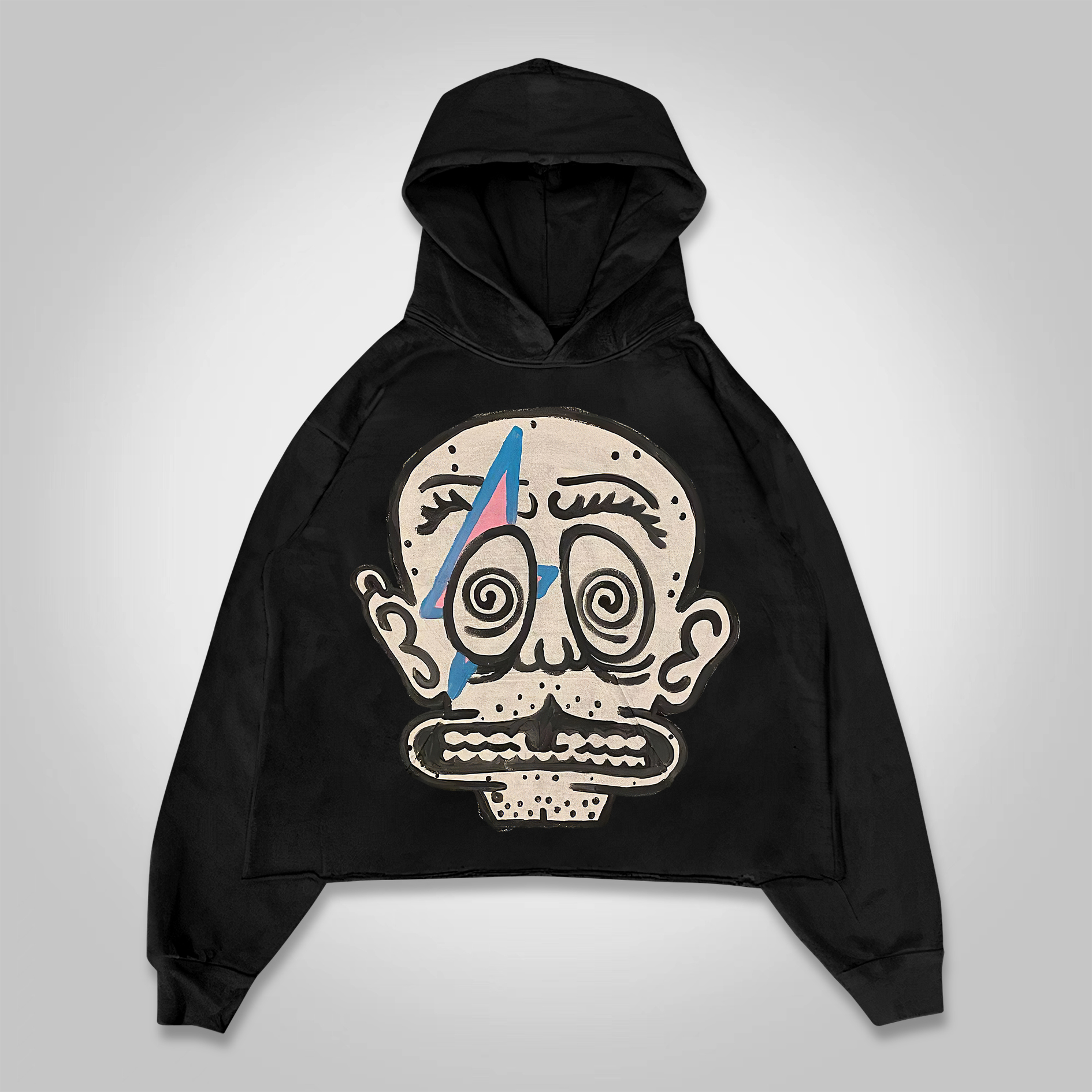 Sopula Vintage Punk Buddies Print Pattern Cropped Hoodie - SOPULA