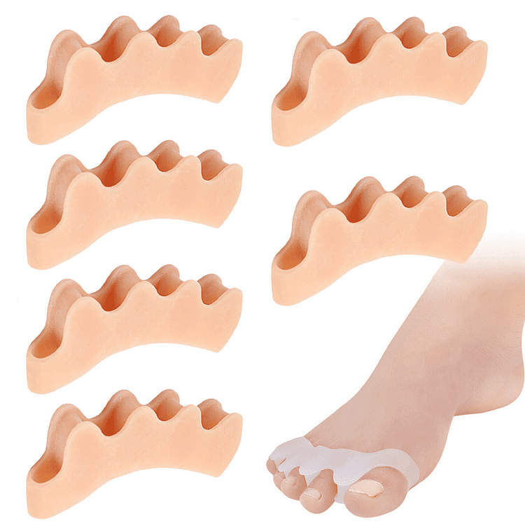 6Pcs Toe Correct Bunions, Toe Spacers Toe Straightener Toe Stretcher Hammer Toes Big Toe Corrector - Universal Size Separators for Overlapping Toes and Restore Crooked Toes to Their Original Shape