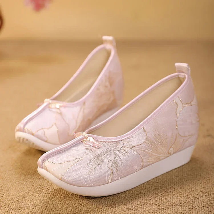 Vintage Embroidery Pearl Flats Shoes - Modakawa modakawa