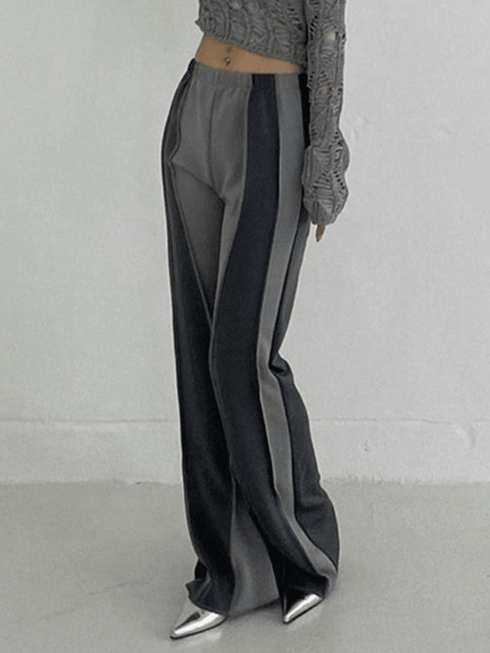 Patchwork Baggy Flare Leg Pants