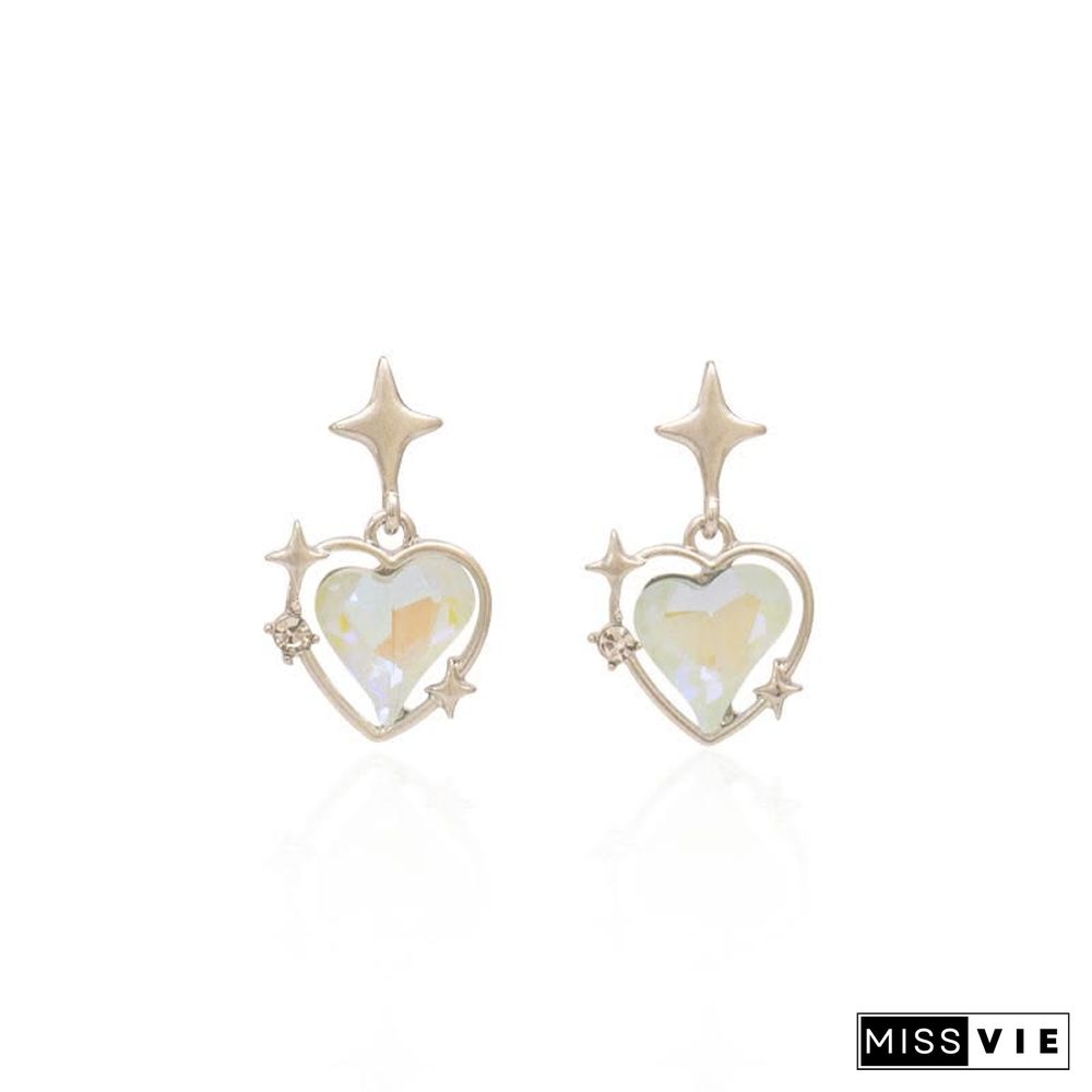 Love Heart Star Pendant Earrings Necklace