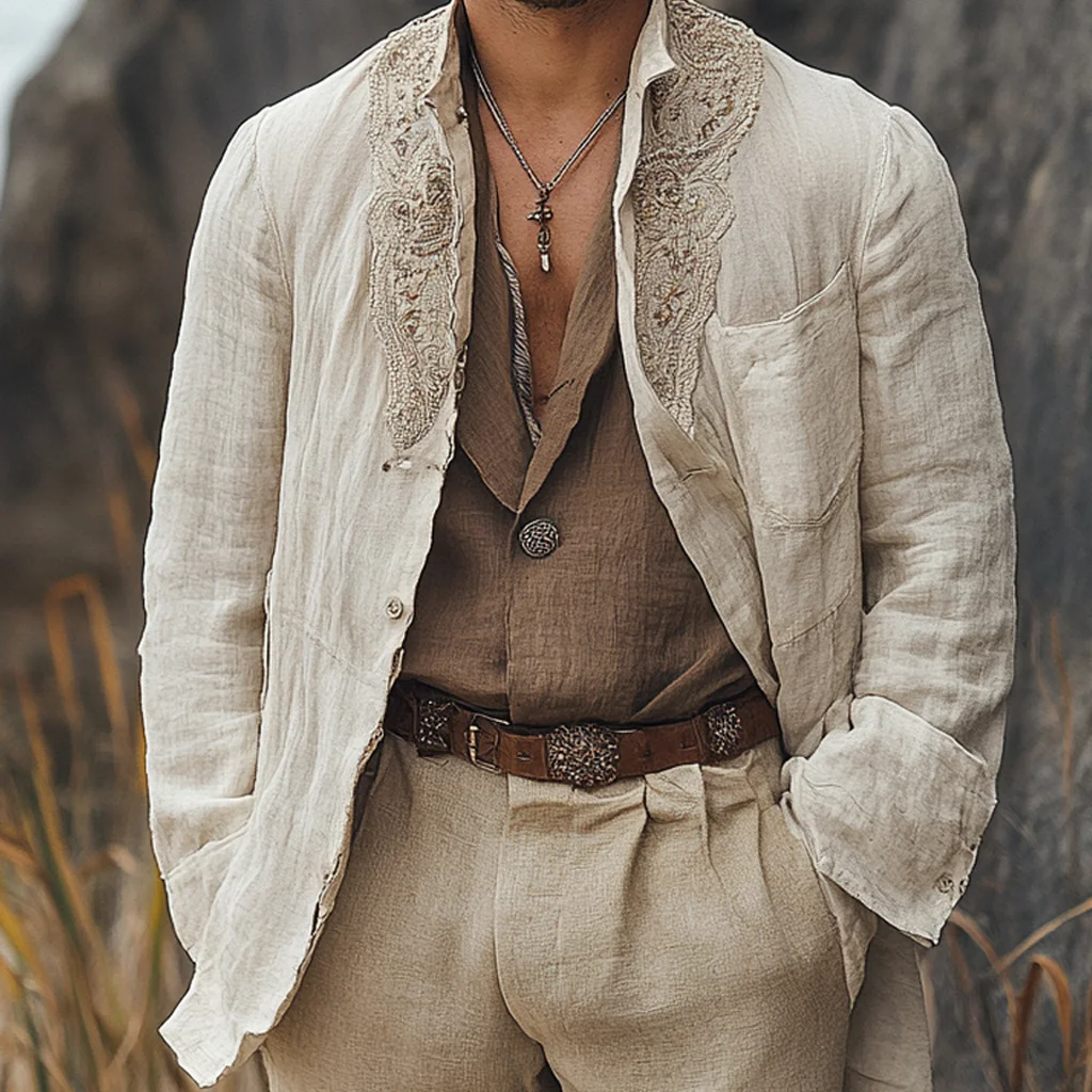 Minimalist Bohemian Linen Cardigan-inspireuse