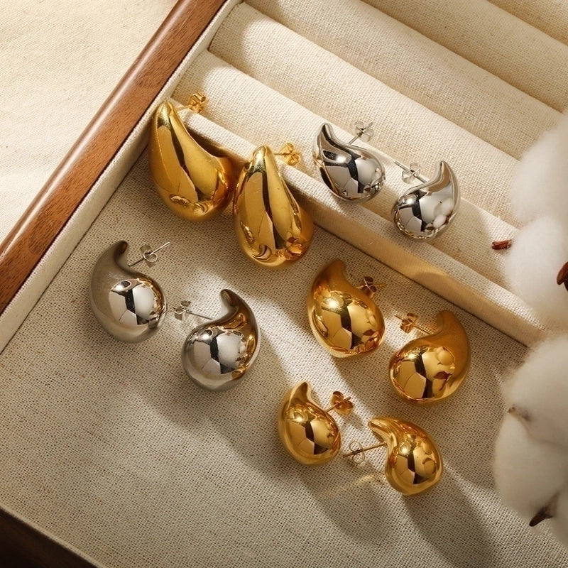 1 Pair Minimalist Classic Style Water Droplets Plating 316L Stainless Steel  18K Gold Plated Ear Studs