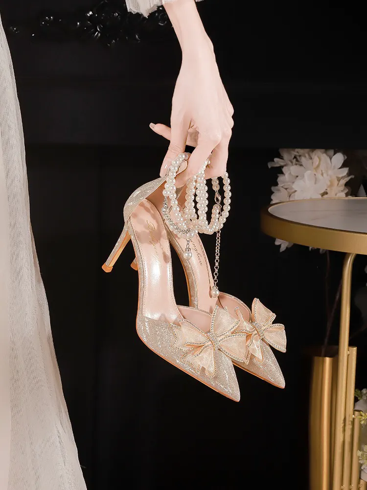 Breakj Breakj Wind Silver Crystal High Heels Women Summer 2025 New 18-Year-Old Matribs Bridesmaids Wedding Shoes