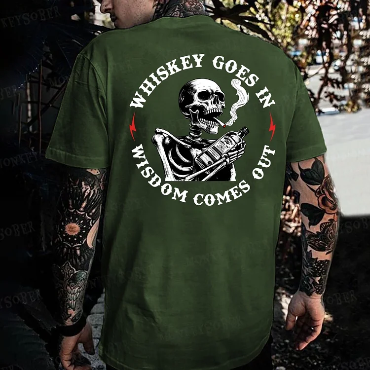 Whiskey Goes In Wisdom Comes Out  Monkey T-shirt