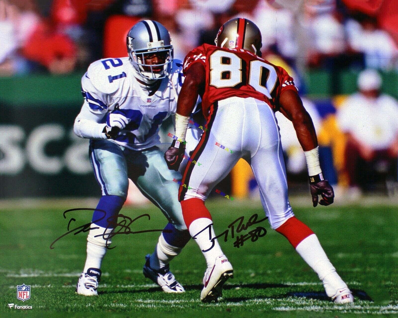 Deion Sanders & Jerry Rice Cowboys 49ers Signed Autographed 8x10 Photo Poster painting Reprint