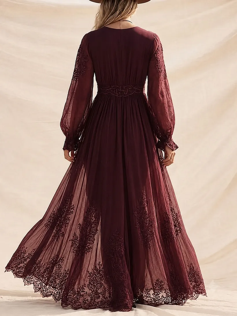 boho long formal dresses Premium Burgundy Lace Western Maxi Dress Backless Satin High-Low Wedding Crafted from soft cotton embreigh-courtlyn Halter Rush:Rush order+$22