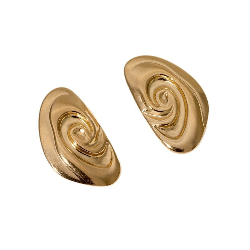 Niche Irregular Stainless Steel Electroplating Stud Earrings