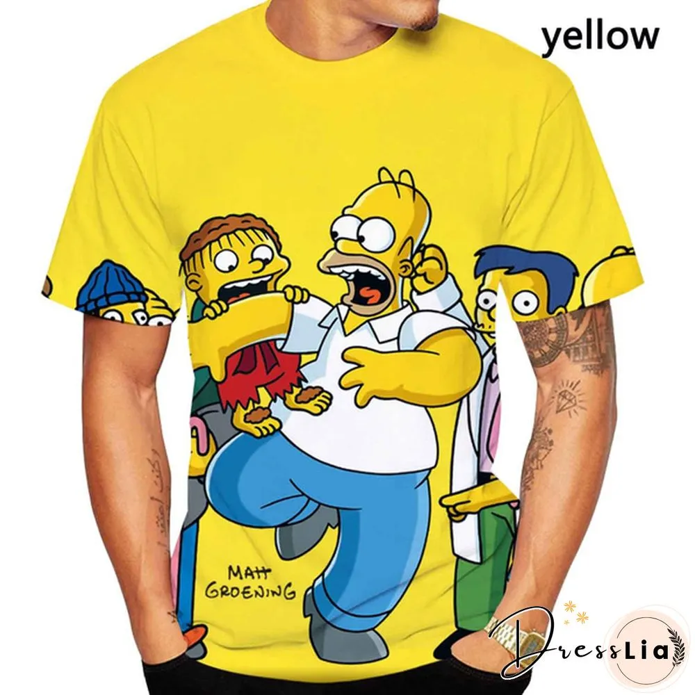 New Fashion 3D Print the Simpsons Cool T-shirt Men/women Short Sleeve Unisex Round Neck Tees