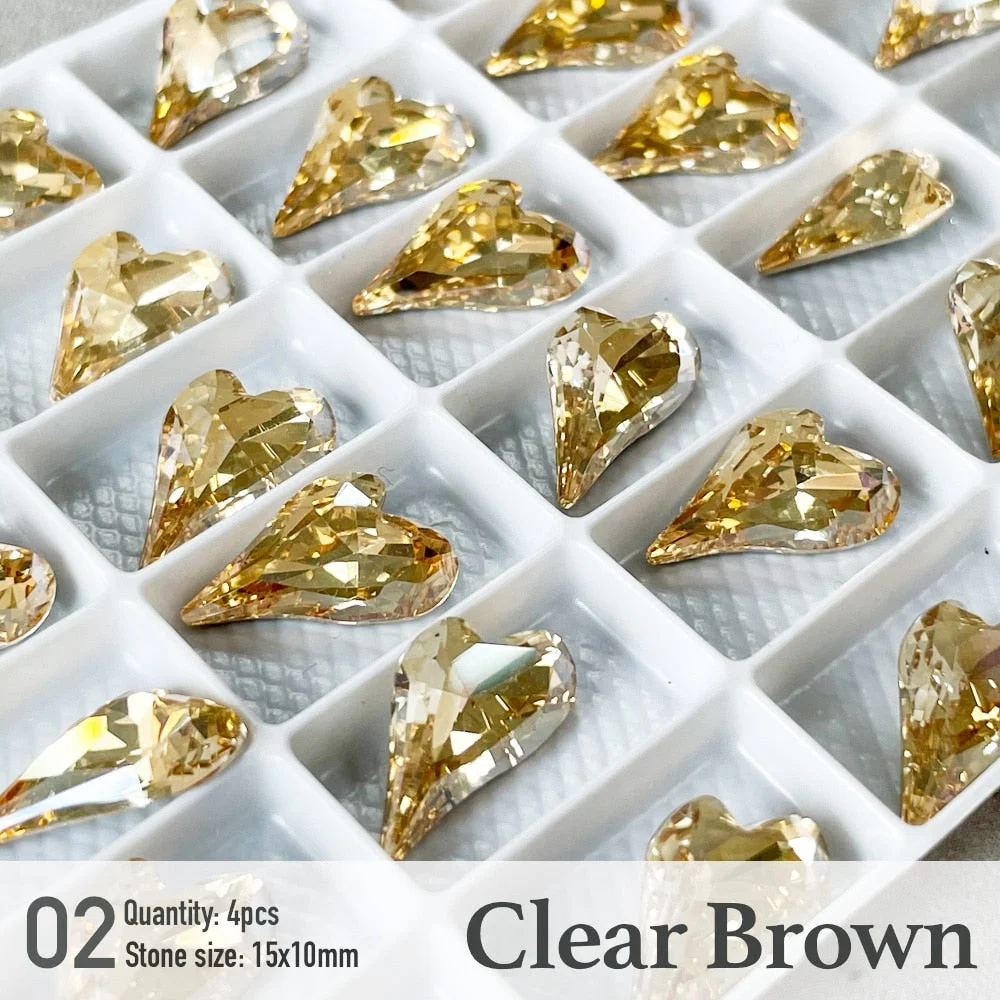 2021 New Crystal Long body Heart Nail Stone heart zircon high quality Nail Jewelry Nail Decoration Nail Parts