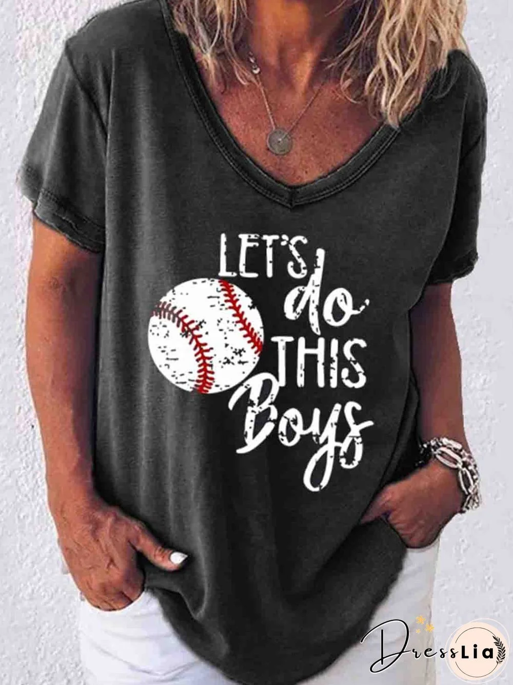 Lets Do This Boys Slogan Baseball Women T-Shirt