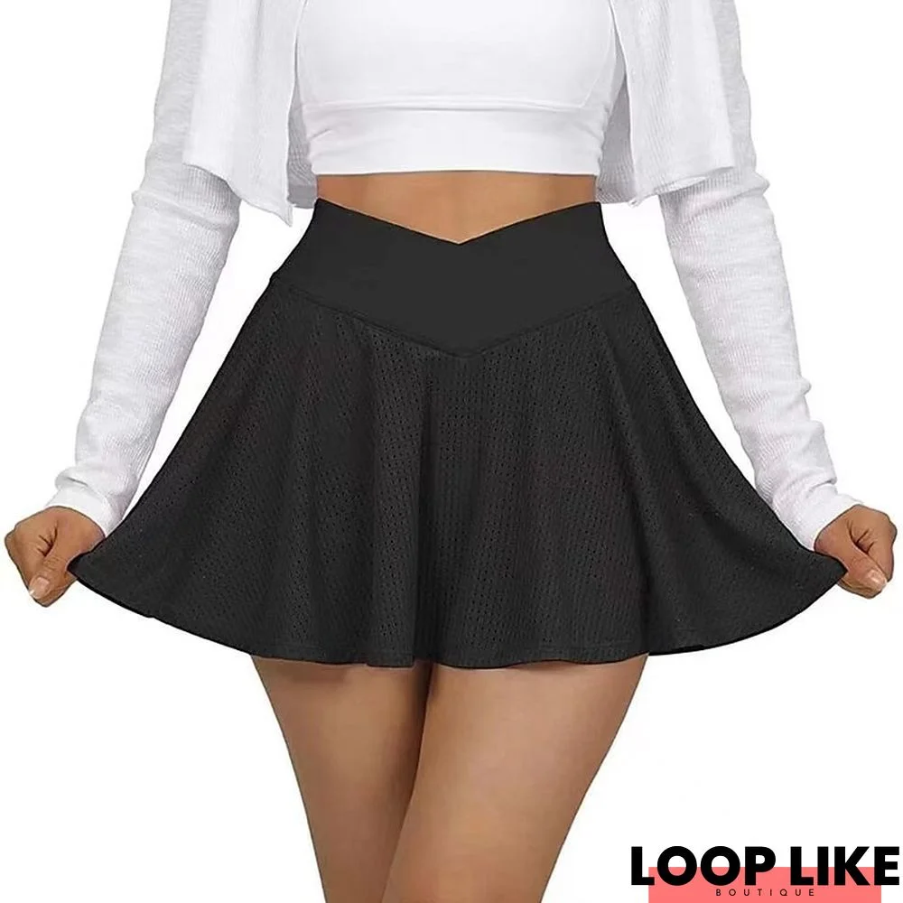 Women's Tennis Skirts Golf Skirts Athletic Skorts Breathable With Pockets Moisture Wicking Skirt Dri-Fit With Inner Shorts Solid Color Spring Summer Gym Workout Golf Workout / Lightweight / High Rise