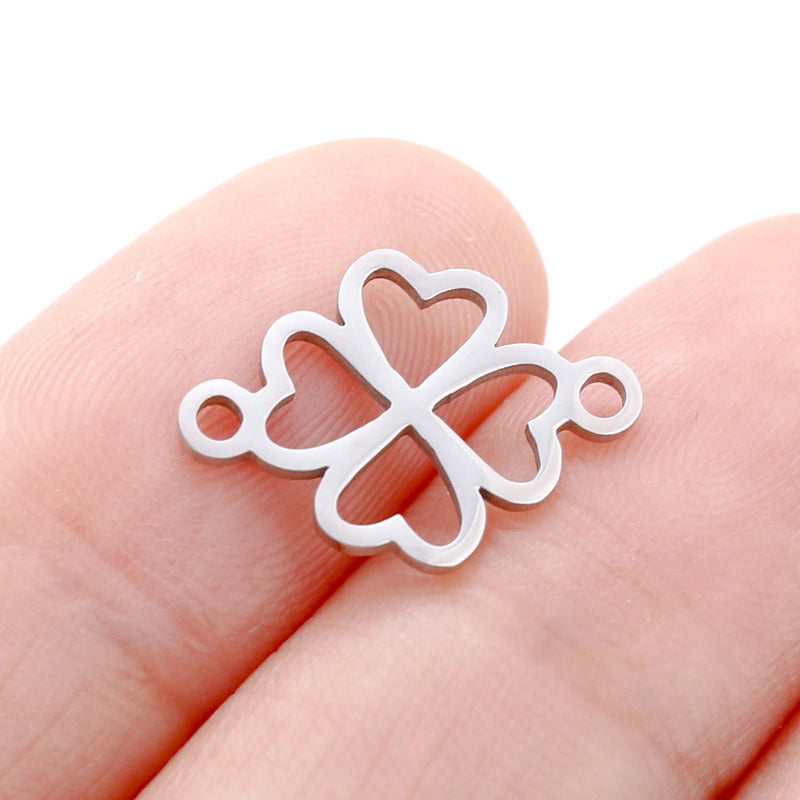 5 PCS/Package 304 Stainless Steel Leaf Four Leaf Clover Ginkgo Leaf Pendant Jewelry Accessories
